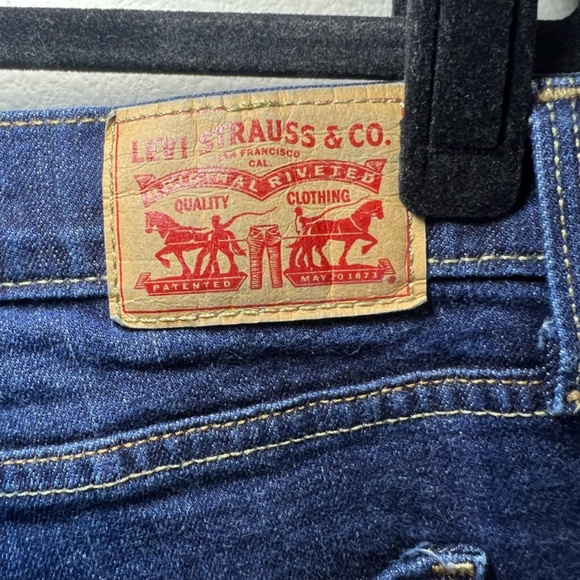 Levis Womens 515 Bootcut Jeans Dark Blue Denim Wash Mid Rise Zip Stretch Size 14 - Picture 11 of 14